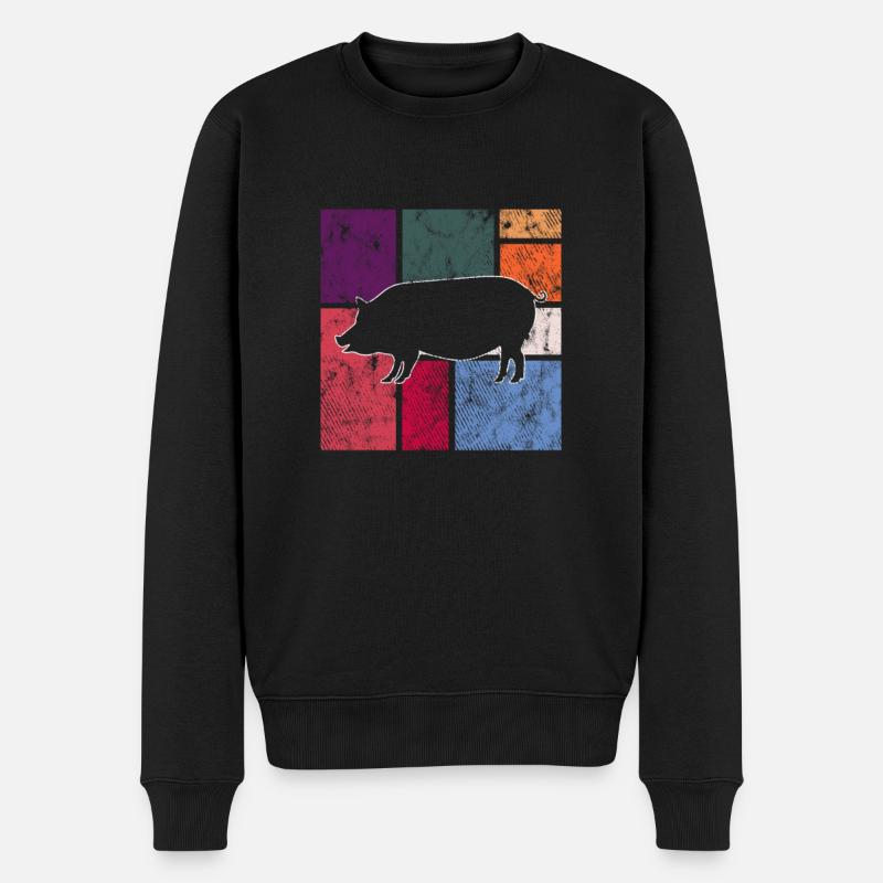 Schwein - Männer Premium Bio Pullover - Schwarz