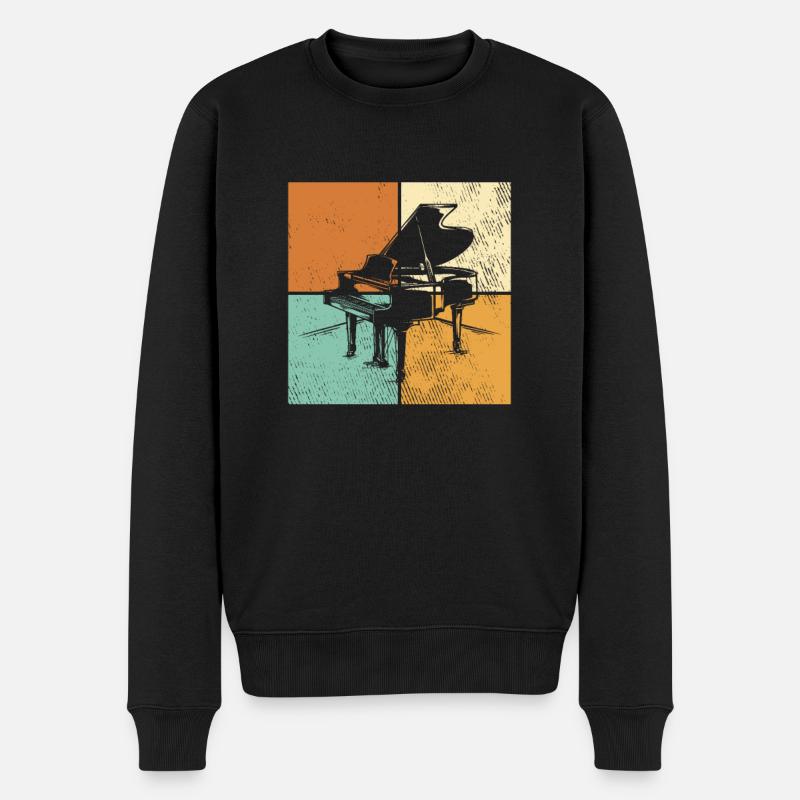 Klavier - Männer Premium Bio Pullover - Schwarz