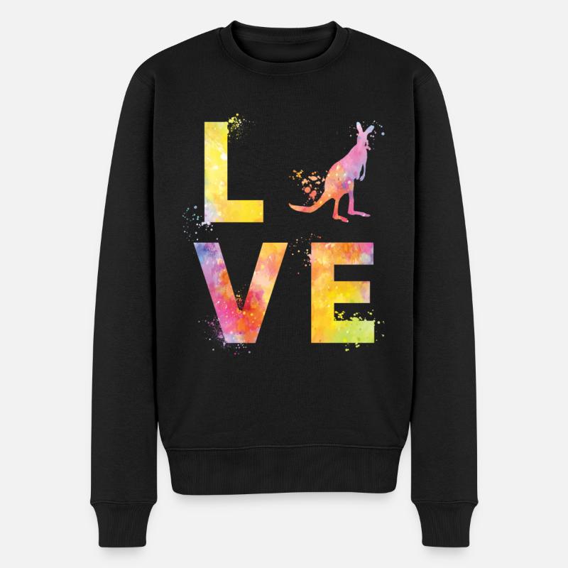 Känguru liebe - Männer Premium Bio Pullover - Schwarz