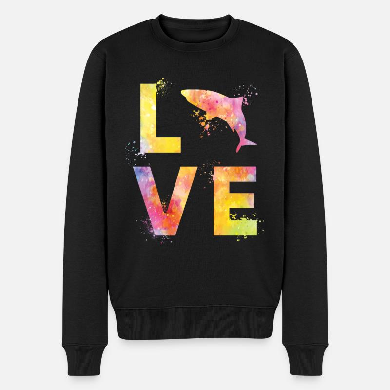 Hai liebe - Männer Premium Bio Pullover - Schwarz