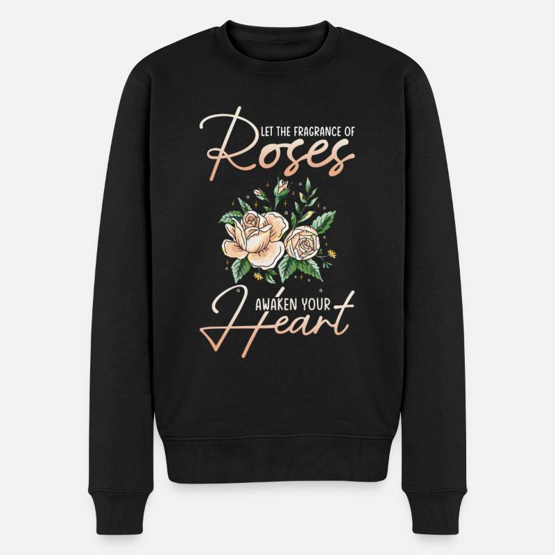 Rosenblüten Rosen Rosengarten Aroma Rosenduft - Männer Premium Bio Pullover - Schwarz