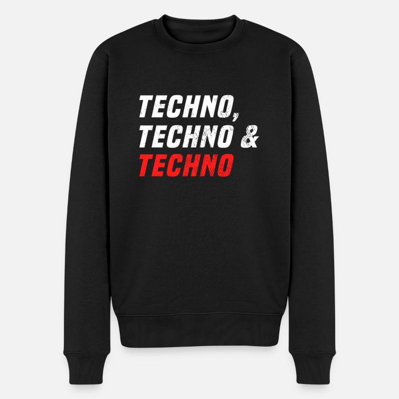 Techno Techno Techno - Männer Premium Bio Pullover - Schwarz