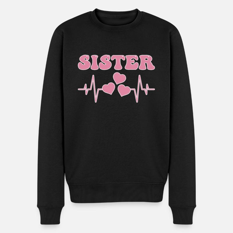 Schwester Herzschlag - Männer Premium Bio Pullover - Schwarz