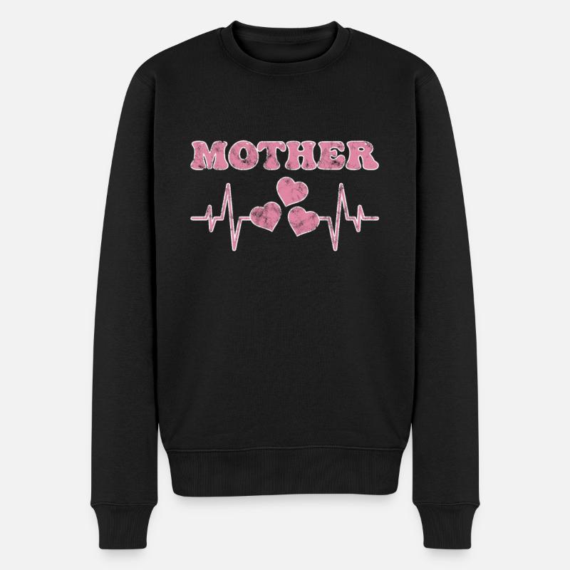 Mutter Herzschlag - Männer Premium Bio Pullover - Schwarz