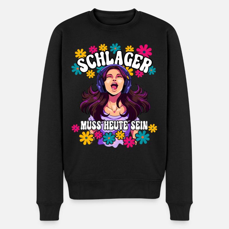 Schlager - Männer Premium Bio Pullover - Schwarz