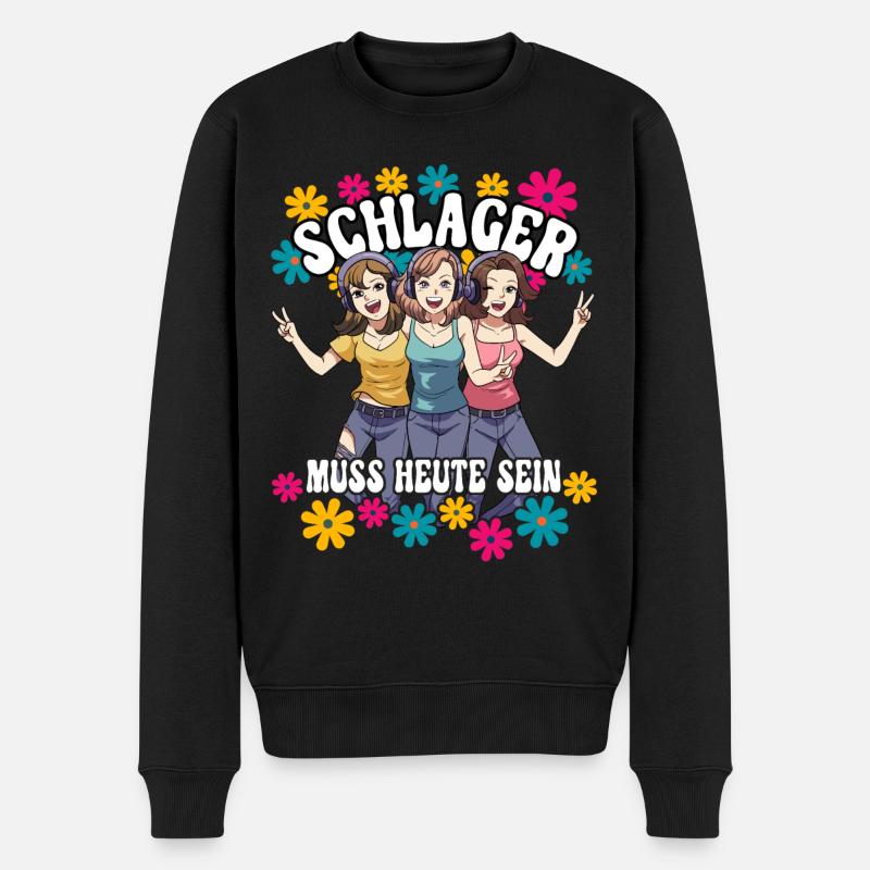 Schlager - Männer Premium Bio Pullover - Schwarz
