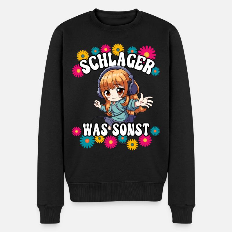 Schlager - Männer Premium Bio Pullover - Schwarz