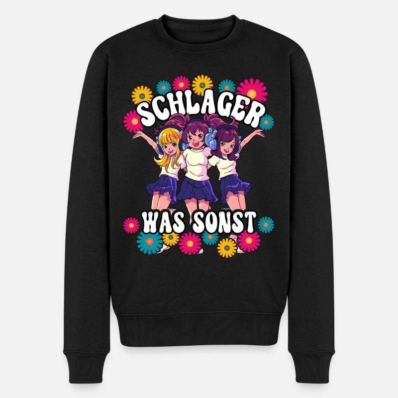 Schlager - Männer Premium Bio Pullover - Schwarz