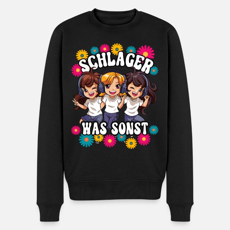 Schlager - Männer Premium Bio Pullover - Schwarz