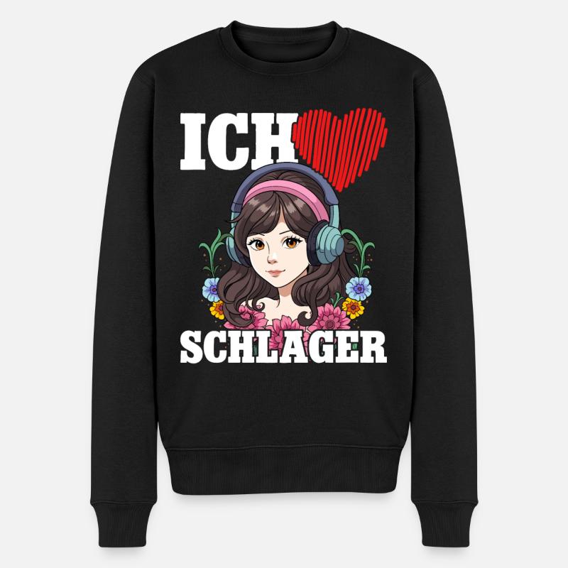 Ich Liebe Schlager - Männer Premium Bio Pullover - Schwarz