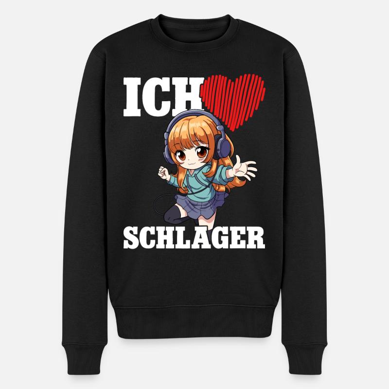 Ich Liebe Schlager - Männer Premium Bio Pullover - Schwarz