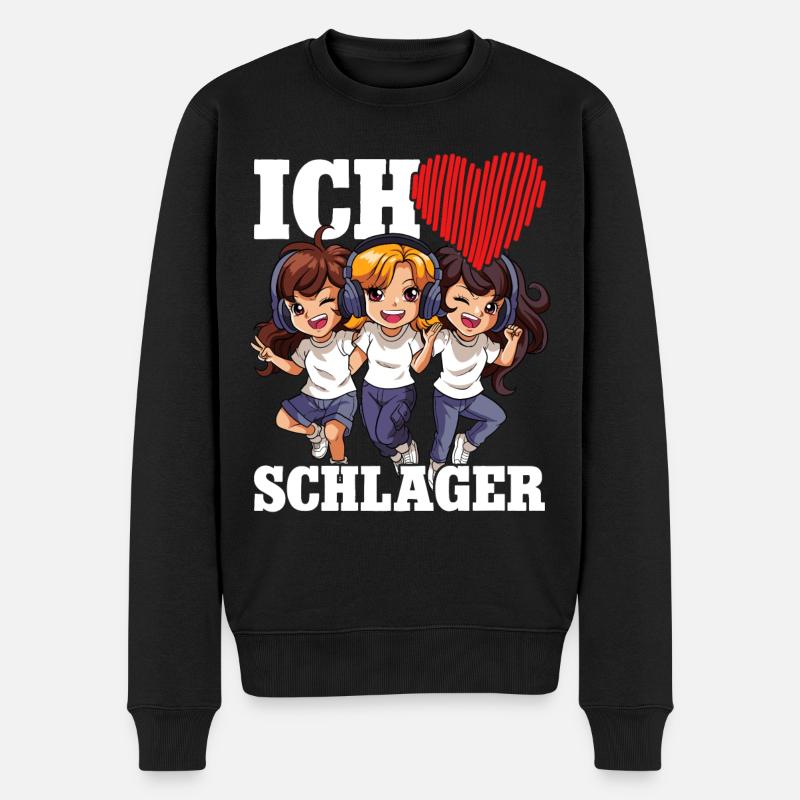 Ich Liebe Schlager - Männer Premium Bio Pullover - Schwarz