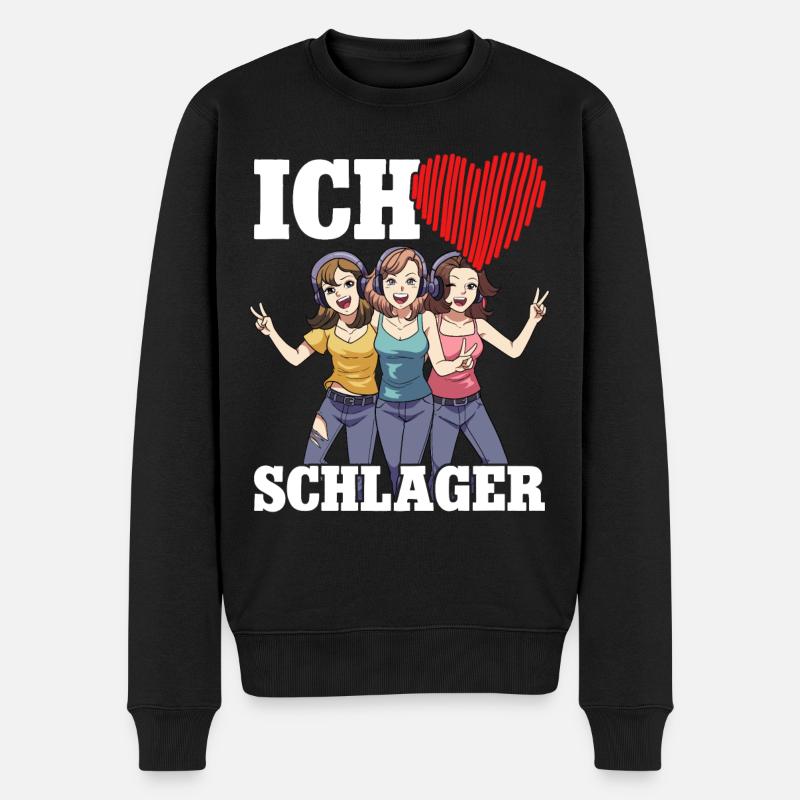 Ich Liebe Schlager - Männer Premium Bio Pullover - Schwarz