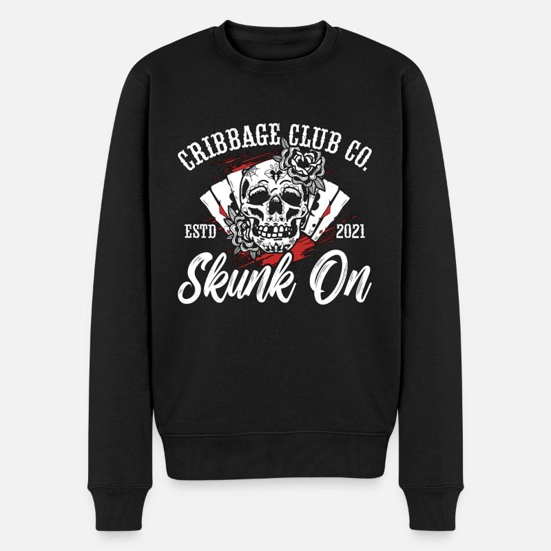 Cribbage Club Co. Skunk On Card Game Playing Cards - Männer Premium Bio Pullover - Schwarz