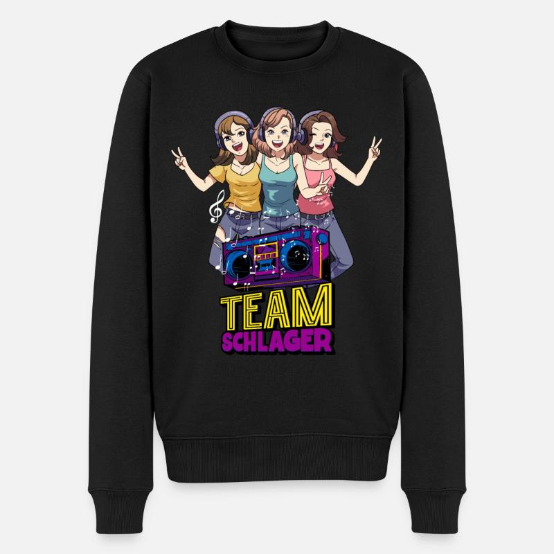 Team Schlager - Männer Premium Bio Pullover - Schwarz