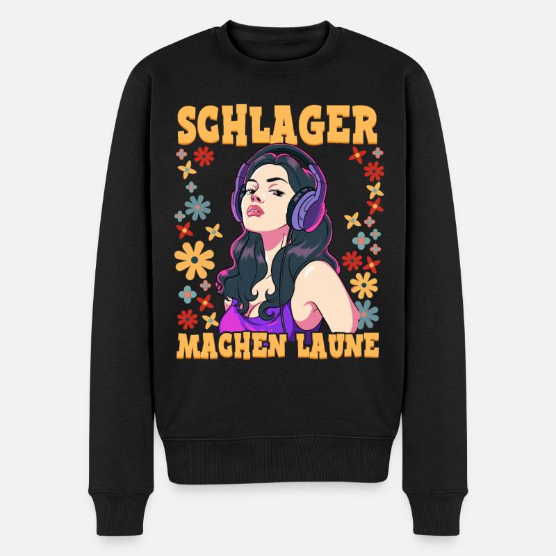 Schlager - Männer Premium Bio Pullover - Schwarz