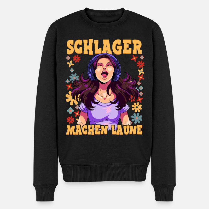 Schlager - Männer Premium Bio Pullover - Schwarz