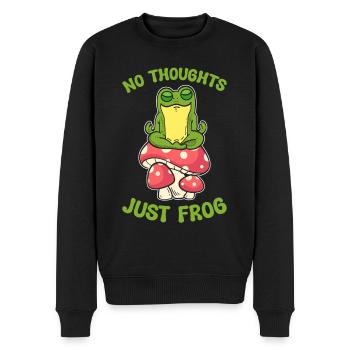 Keine Gedanken, nur Frosch - Männer Premium Bio Pullover - Schwarz - Vorne - Nico (187cm)