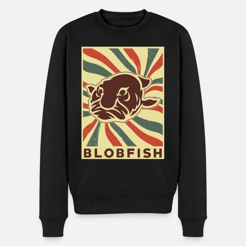 Blobfish Retro Vintage - Männer Premium Bio Pullover - Schwarz