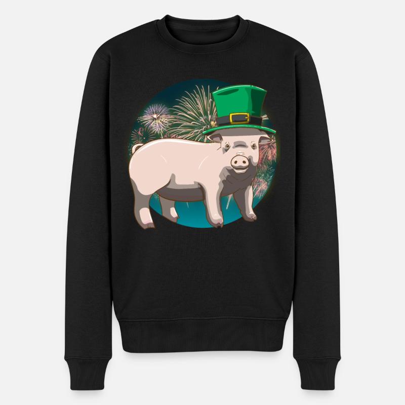 Glücksschwein Silvester Neujahr - Männer Premium Bio Pullover - Schwarz