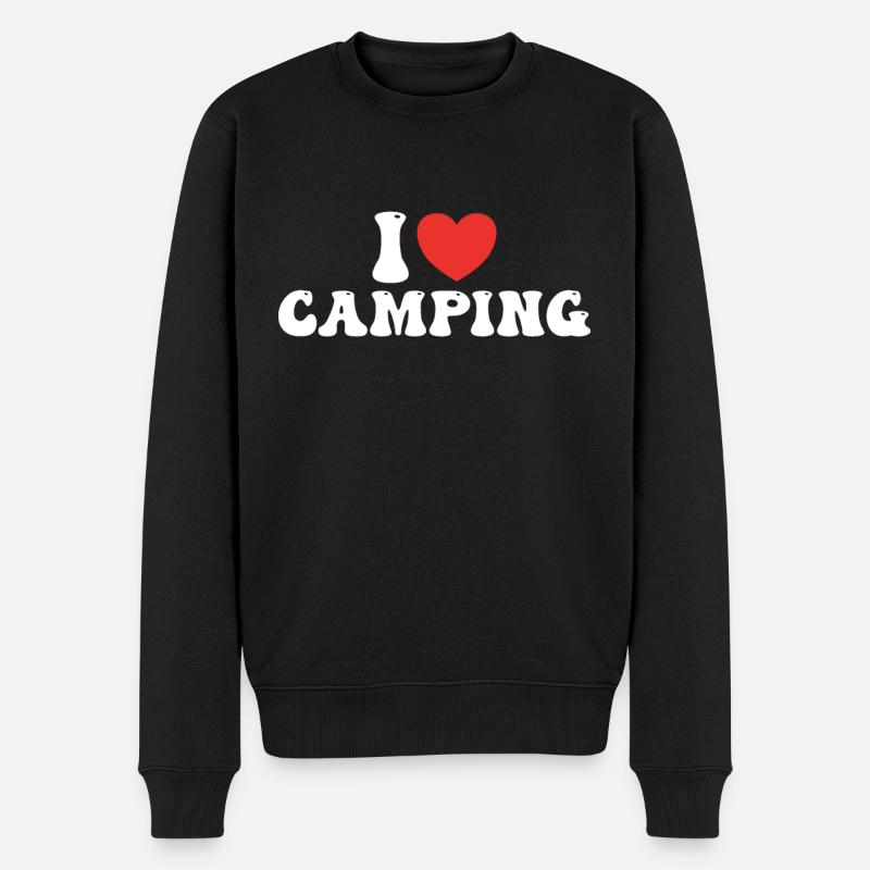 Ich liebe Camping - Männer Premium Bio Pullover - Schwarz