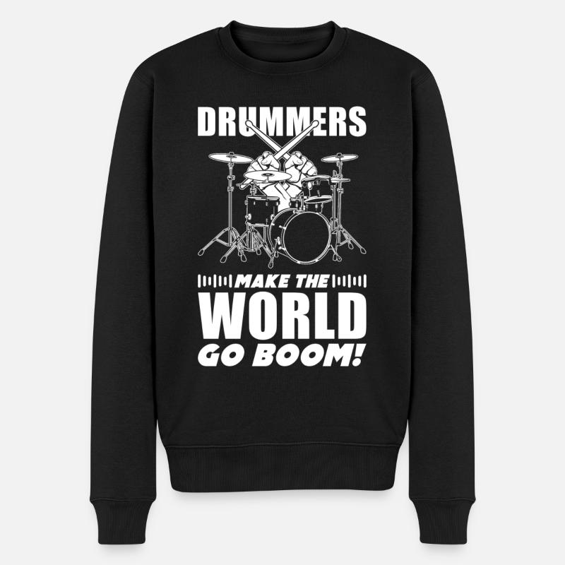 Schlagzeuger Zitat Geschenk Schlagzeug - Männer Premium Bio Pullover - Schwarz