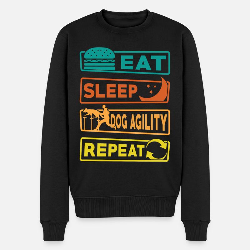 Eat Sleep Dog Agility Repeat - Männer Premium Bio Pullover - Schwarz