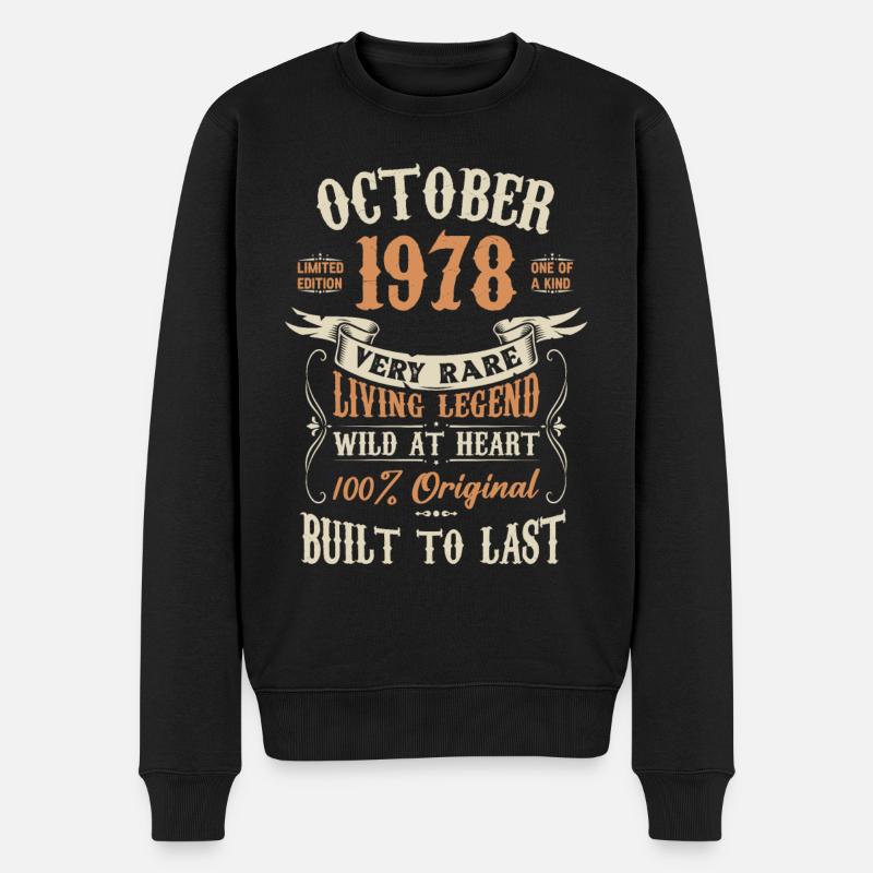 Octobre 1978 Cadeau d’anniversaire - Pull Premium bio Homme - noir