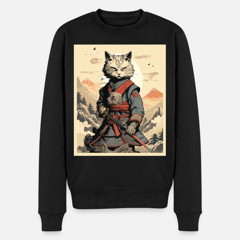 Guerrier chat japonais - Pull Premium bio Homme - noir