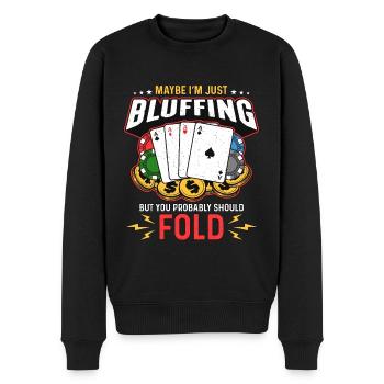 Poker Dice Peut-être que je ne fais que bluffer aime le jeu de cartes - Pull Premium bio Homme - noir - Devant - Nico (187cm)