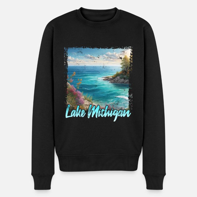 Lac Michigan - Pull Premium bio Homme - noir