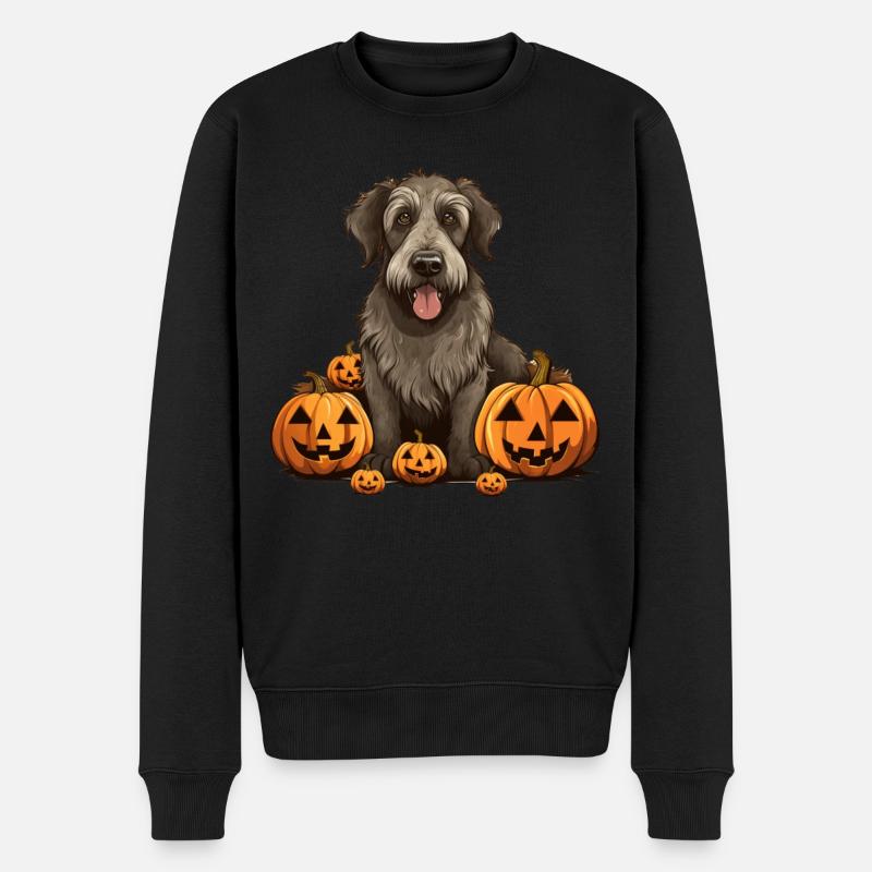 Irish Wolfhound Dog Pumpkin Lazy Halloween Party - Männer Premium Bio Pullover - Schwarz