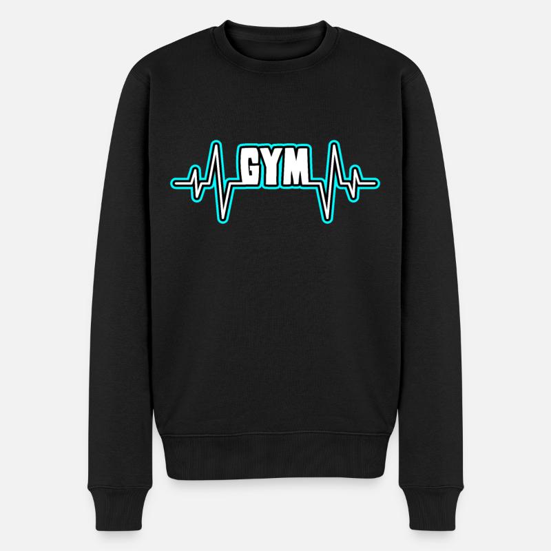 gym Fitnessstudio Herzschlag - Männer Premium Bio Pullover - Schwarz