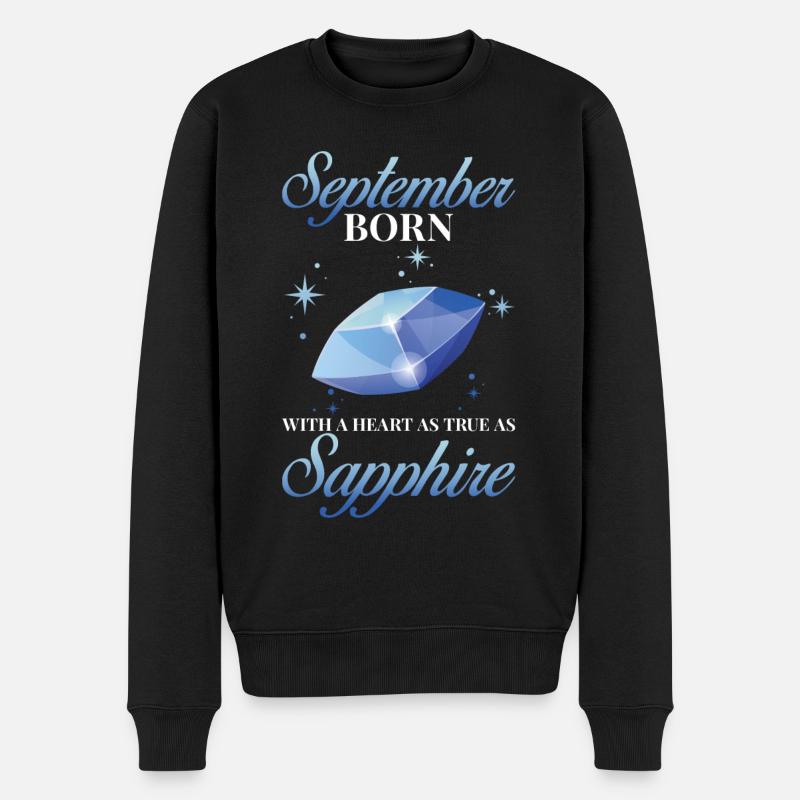 Geburtsstein September Saphir - Männer Premium Bio Pullover - Schwarz