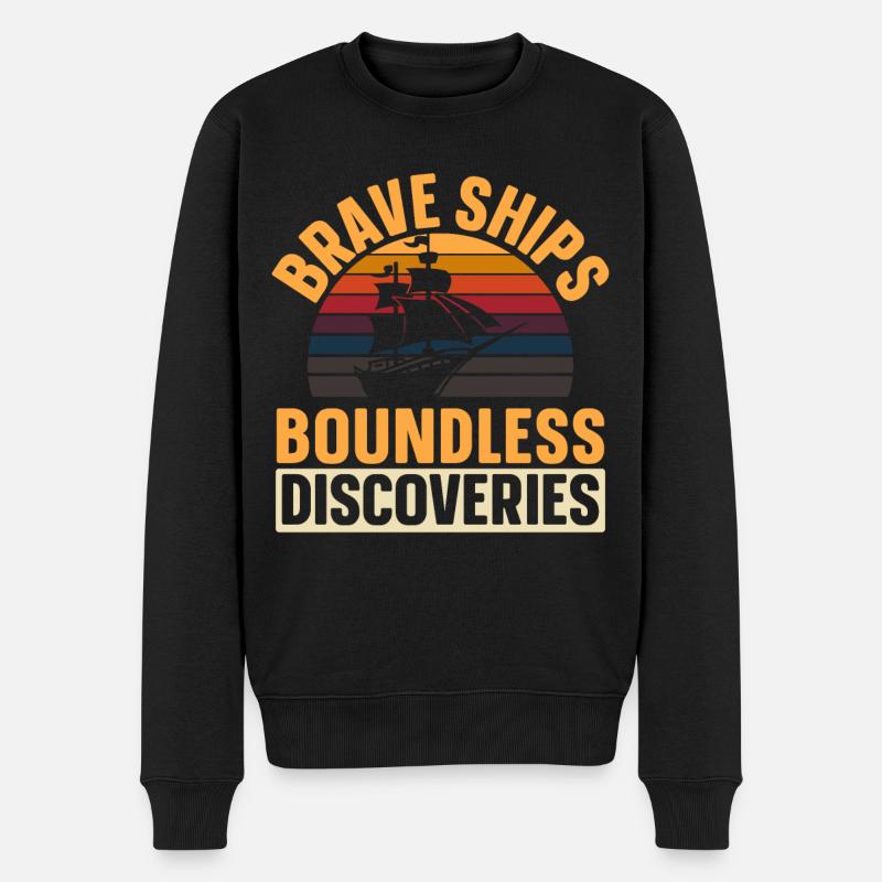 Brave Ships - Découvertes illimitées - Kolum - Pull Premium bio Homme - noir