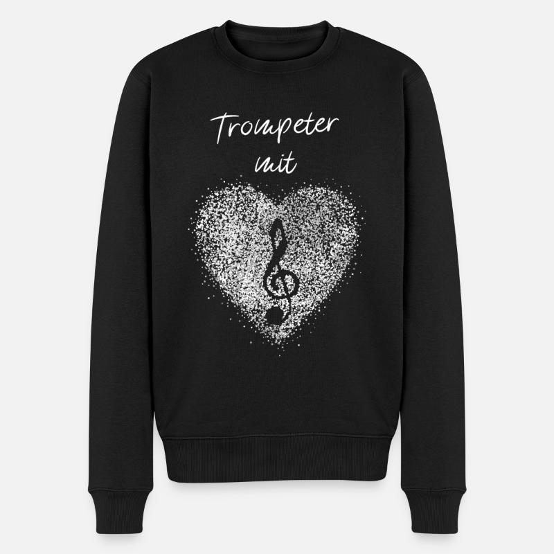 Trompeter mit Herz Trompete Orchester Musiker - Männer Premium Bio Pullover - Schwarz
