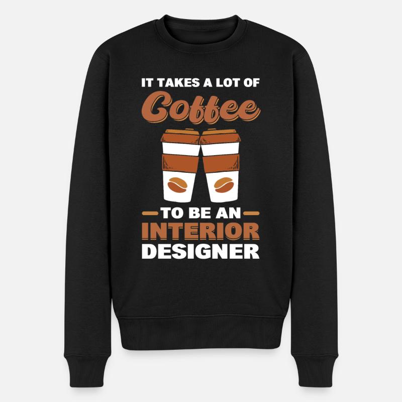 Es braucht eine Menge Kaffee, um Innenarchitekt - Männer Premium Bio Pullover - Schwarz