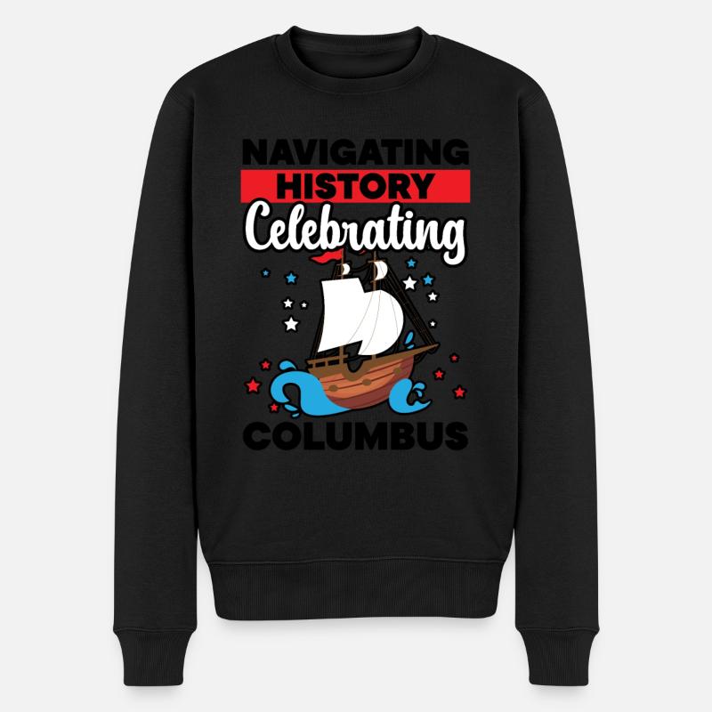 Naviguer dans l’histoire Columbus Day - Pull Premium bio Homme - noir