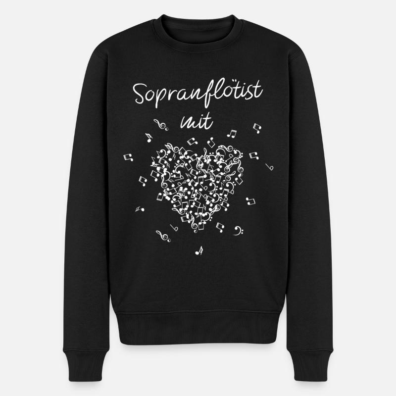 Sopranflötist mit Herz Sopranflöte Musikinstrument - Männer Premium Bio Pullover - Schwarz