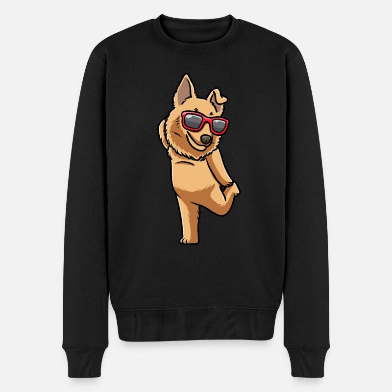 Chien de berger basque avec lunettes de soleil - Pull Premium bio Homme - noir