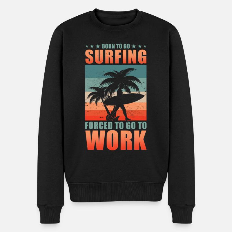 Surfen Surfer Surfbrett Spruch - Männer Premium Bio Pullover - Schwarz