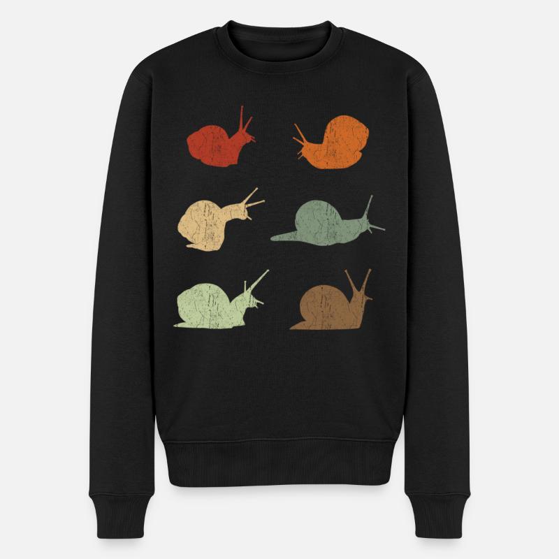 Schnecke Retro Vintage Schnecken - Männer Premium Bio Pullover - Schwarz
