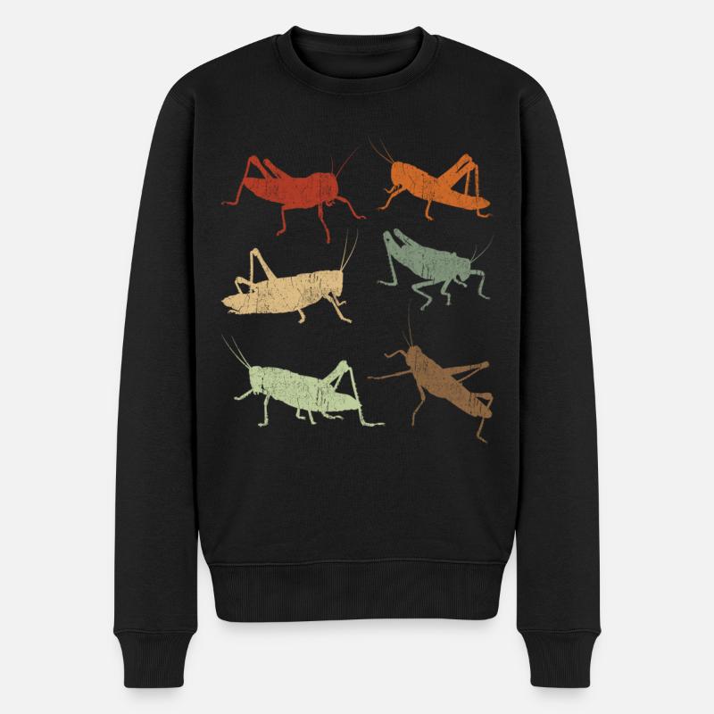 Grashüpfer Retro Vintage Grashüpfern - Männer Premium Bio Pullover - Schwarz