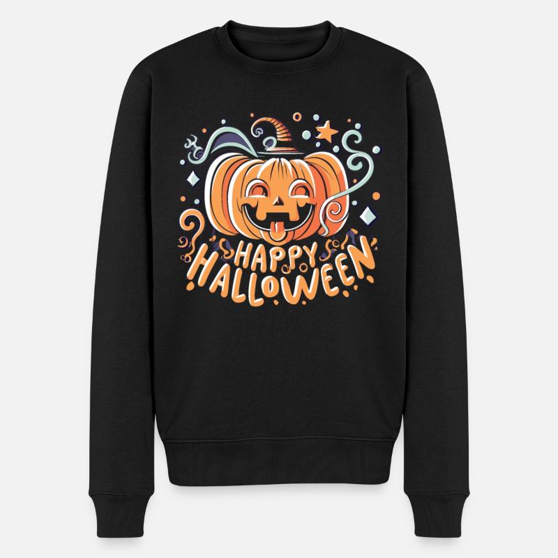 Citrouille d’Halloween Kawaii - Pull Premium bio Homme - noir