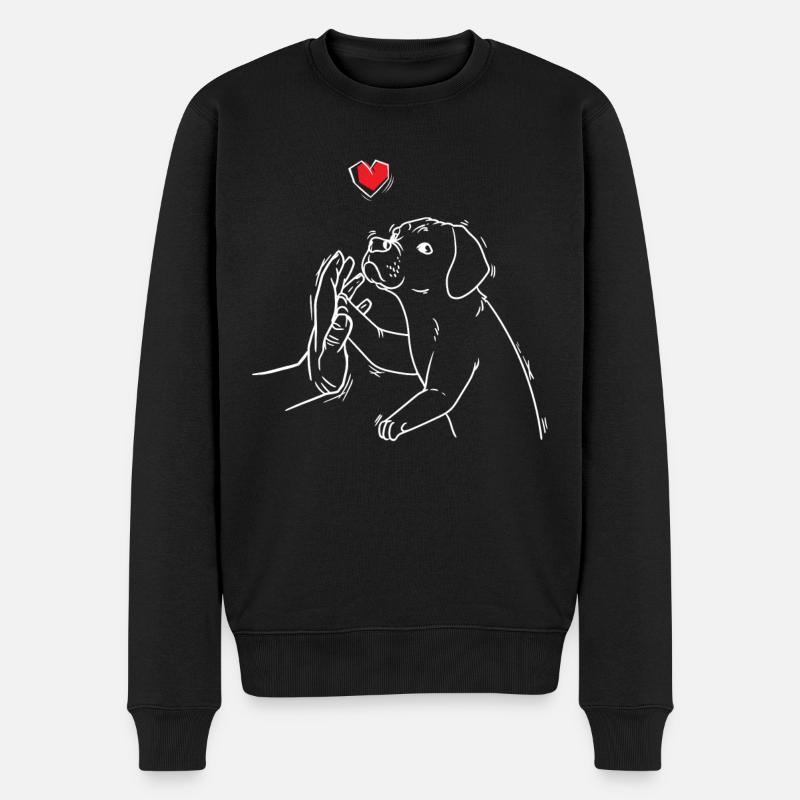 Puggle Hund Mit Hand - Männer Premium Bio Pullover - Schwarz