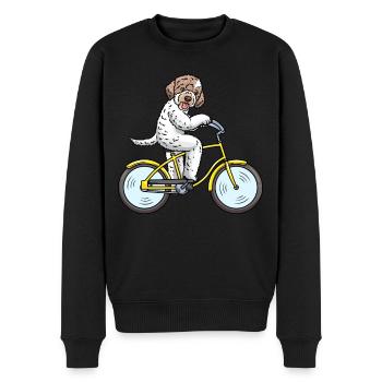 Lagotto Romagnolo Hund Auf Einem Fahrrad - Männer Premium Bio Pullover - Schwarz - Vorne - Nico (187cm)