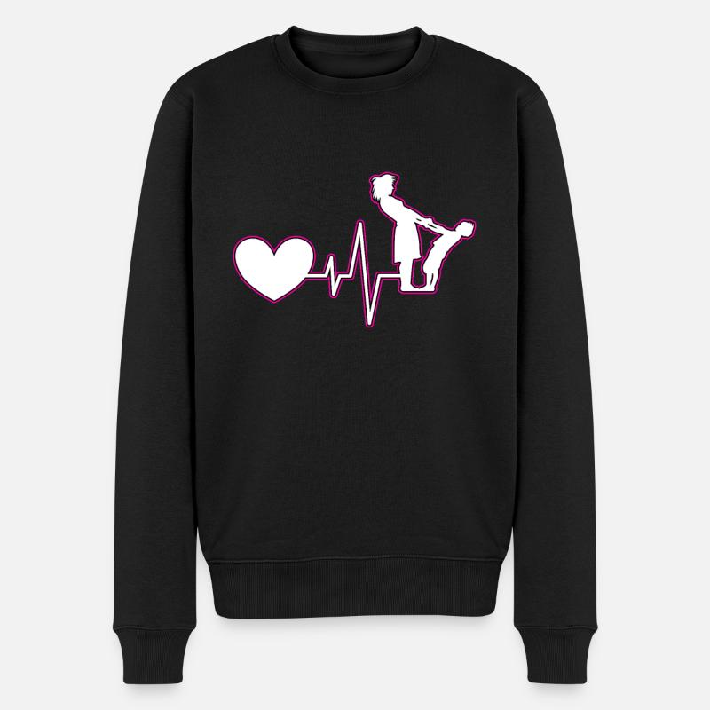 Mutter Kind Herzschlag - Männer Premium Bio Pullover - Schwarz