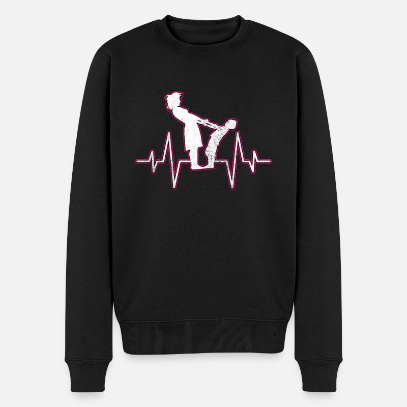 Battement de cœur mère-enfant - Pull Premium bio Homme - noir