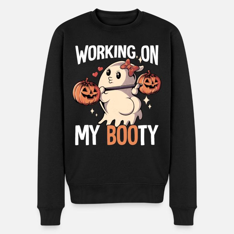 Working On My Booty Halloween - Männer Premium Bio Pullover - Schwarz
