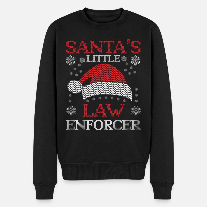 Der kleine Gesetzeshüter vom Weihnachtsmann Polize - Männer Premium Bio Pullover - Schwarz
